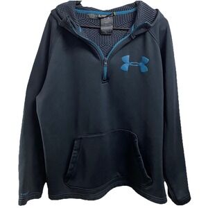 Under Armour Men's‎ Cold Gear 1/4-Zip Navy Blue Hoodie Sweatshirt Sz. XL Loose